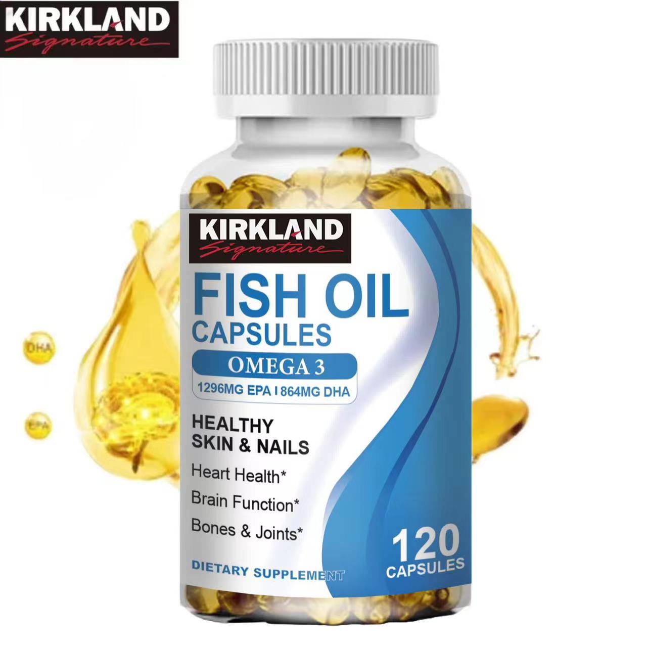 KIRKLAND Fish Oil Capsules 800mg Omega3 with EPA&DHA Supports Heart