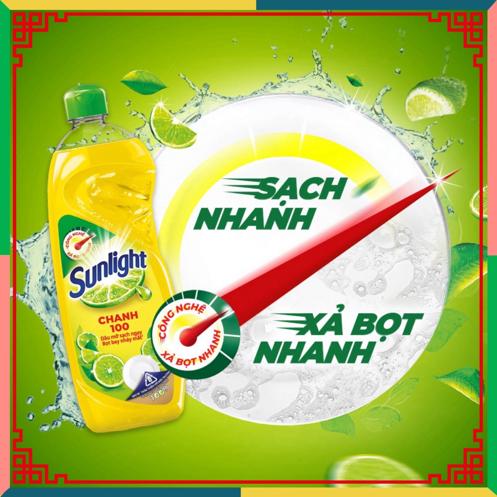 (HOT LIKE) Nước rửa chén/bát Sunlight Chanh túi 1.4kg