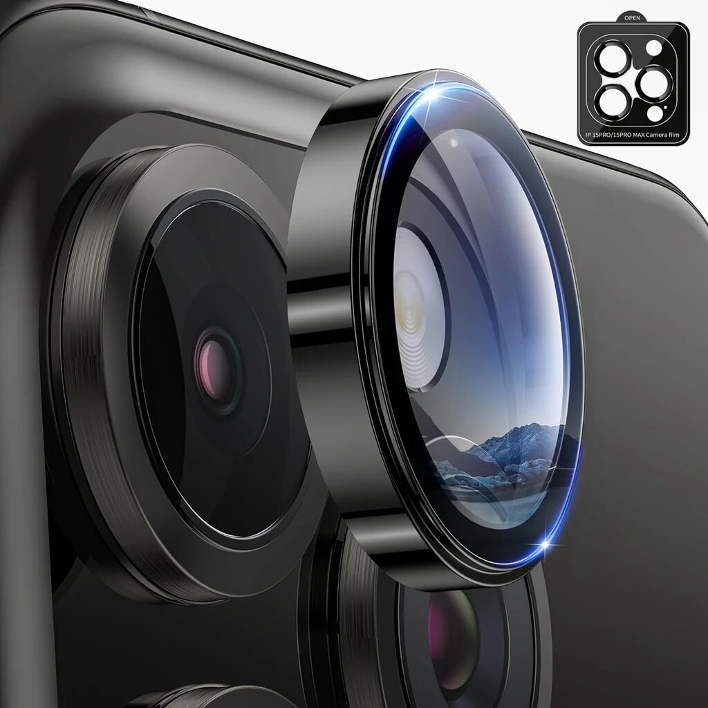 Metal camera lens protector for iphone 15 14 13 12 11 pro max, metal ring lens cover