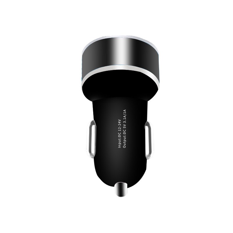 2 Port USB car charger main body Black