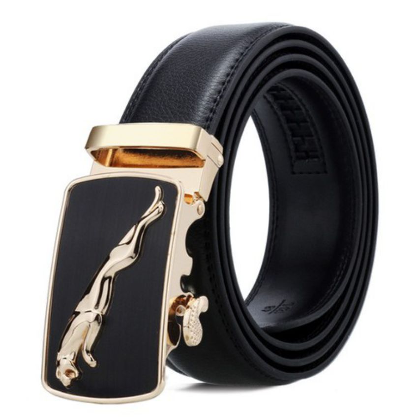 Men's Belt, Belt with Leopard Print, Soft and Durable Pu Leather Strap, 125cm