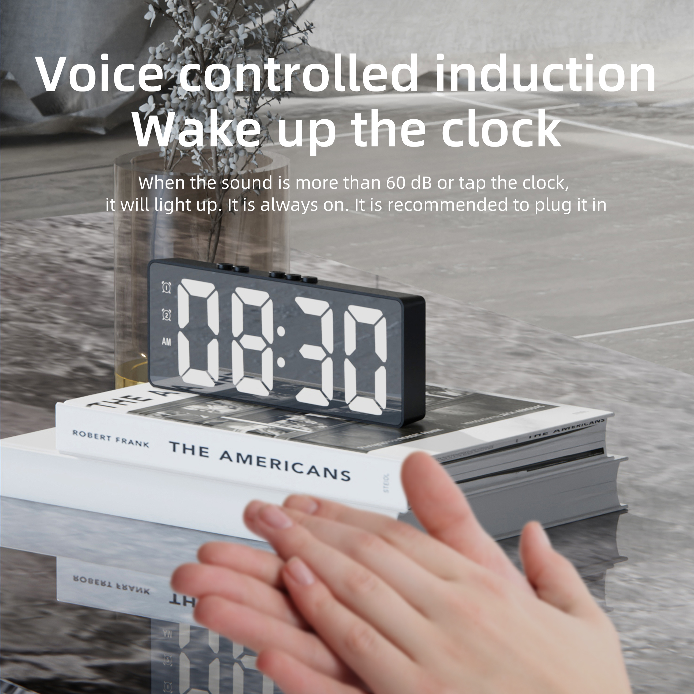 Alarm clock Simple LED electronic clock Student plug-in dual-purpose small alarm clock Digital clock voice controlled temperature clock