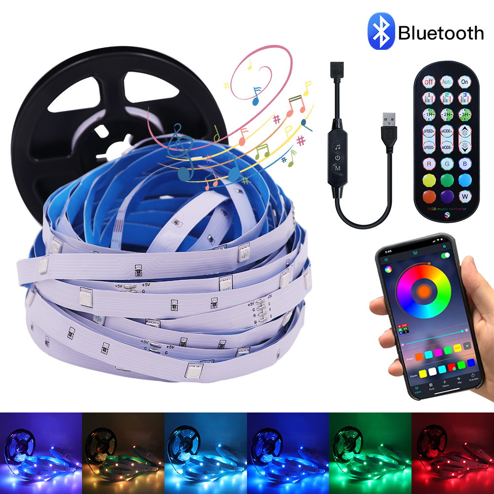 5m 10m 15m Led Strip Usb Bluetooth Rgb 5050 5v Flexible Led Lamp Tape ...
