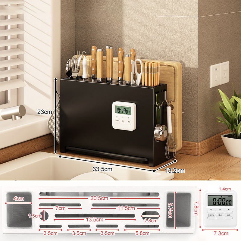 KS Kitchen storage rack, knife holder, countertop, multifunctional storage rack, chopstick rack, wall mounted perforated knife and chopstick rack