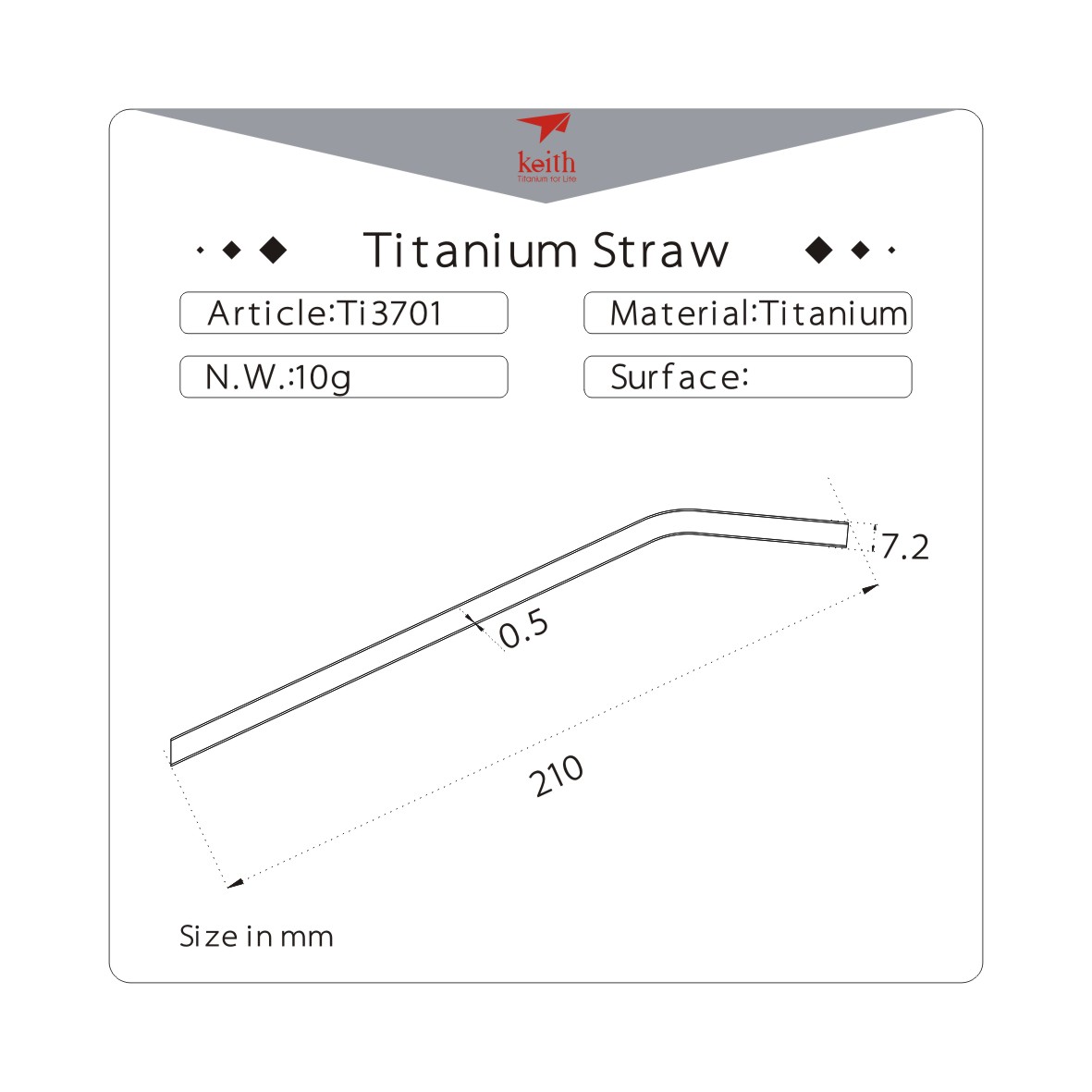 Ống hút cong Titanium Keith Ti3701