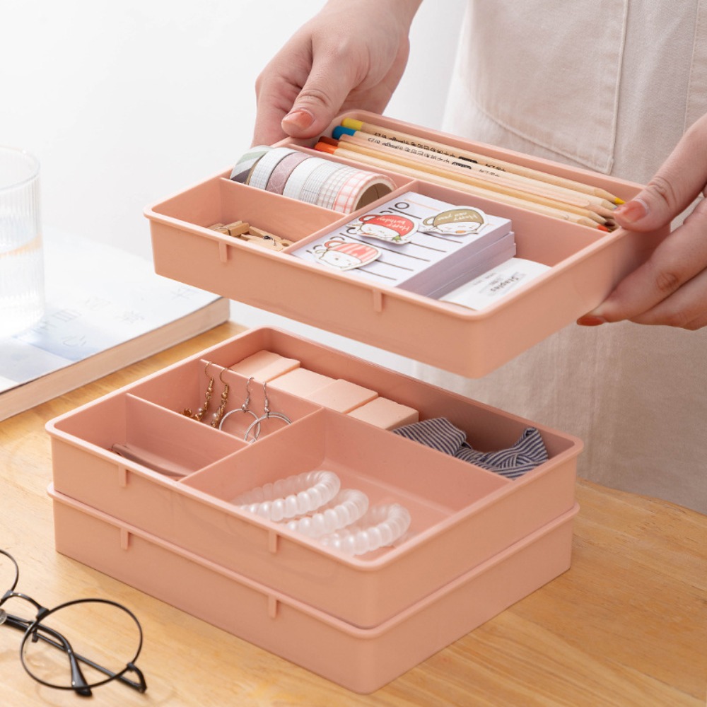 VITANG 1Pcs 4 Grids Household Cosmetics Makeup Dustproof Dirt-proof Multi-cell Makeup Organizer Drawer Organizer Cosmetics Container Storage Box