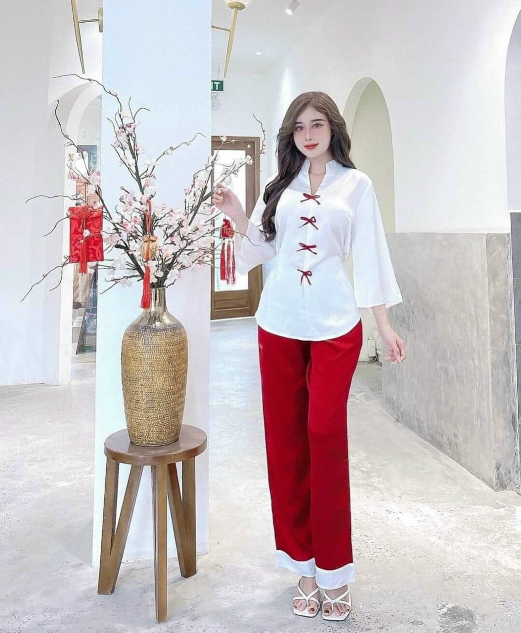 BỘ ĐỒ  LAM ĐI CHÙA NÚT THẮT NƠ