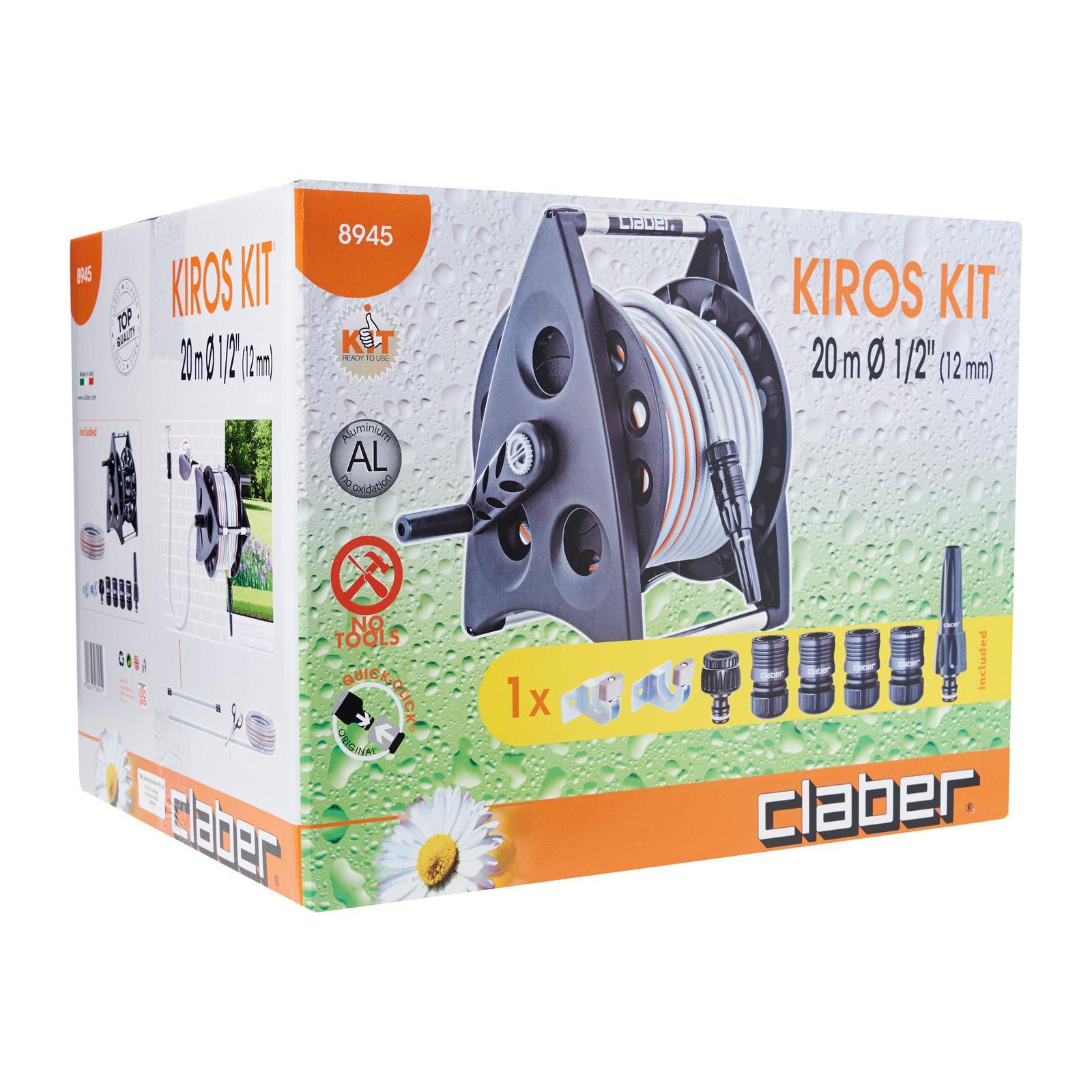 Claber Kiros Hose Reel Kit With 20M Hose And Jet Spray - Garden Tool