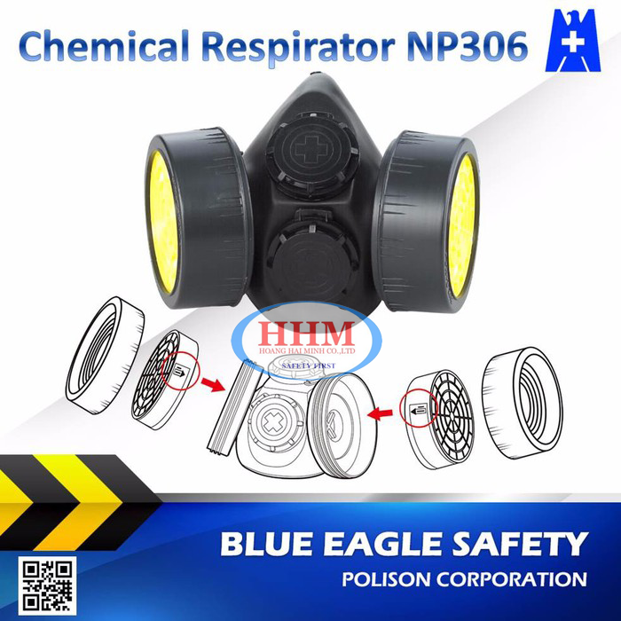 Bộ Mặt nạ phòng độc Blue Eagle NP306 và 2 phin lọc RC203