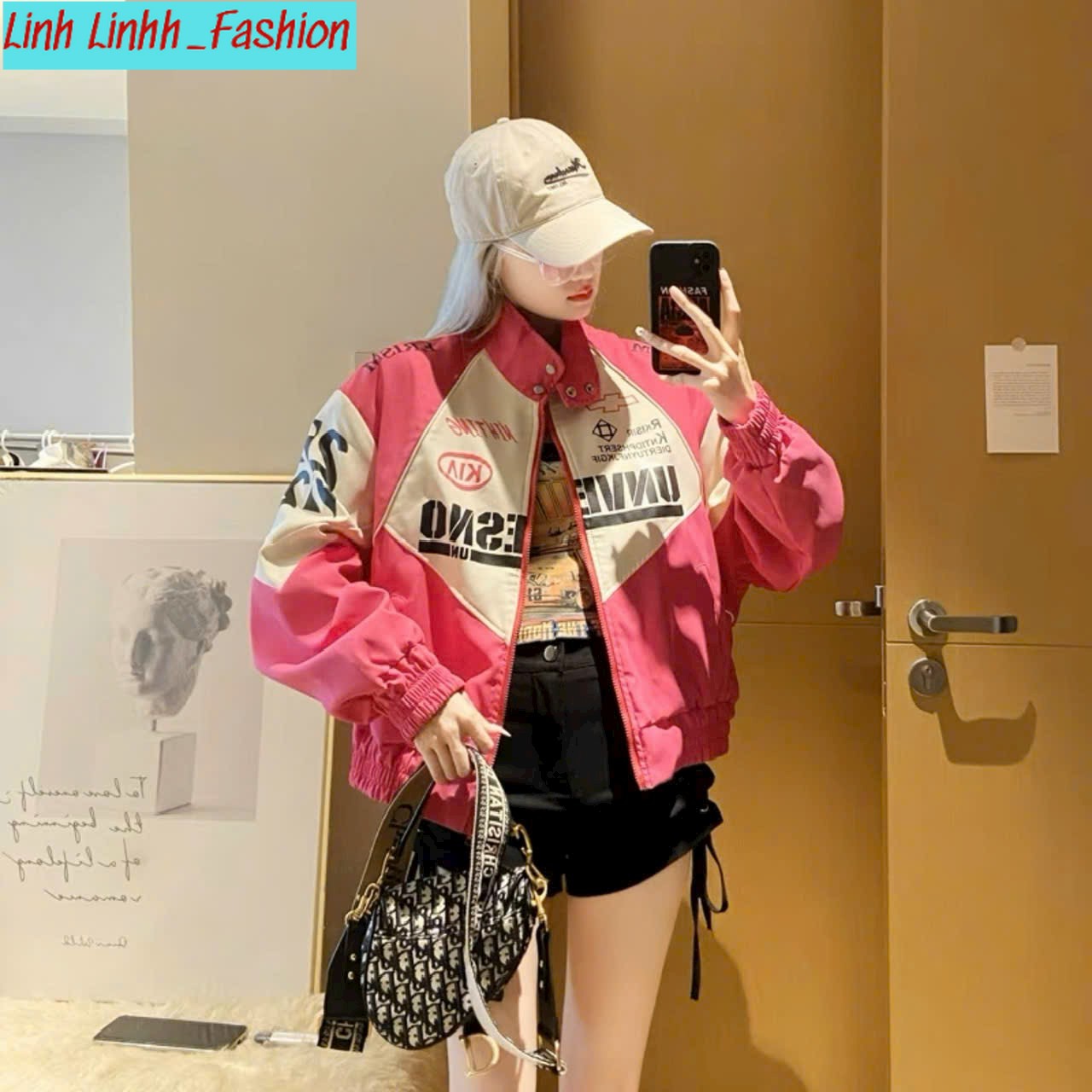 Áo khoác dù nữ dáng lửng logo kiv siêu cá tính chất dù 2 lớp in hình siêu ngầu mẫu mới cực hot linh linhh_fashion