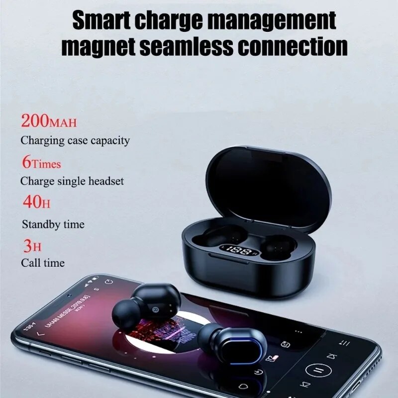 Original E7S TWS Bluetooth Headset Wireless Headset in-Ear Stereo Noise Reduction Sports Headset with Microphone Headset