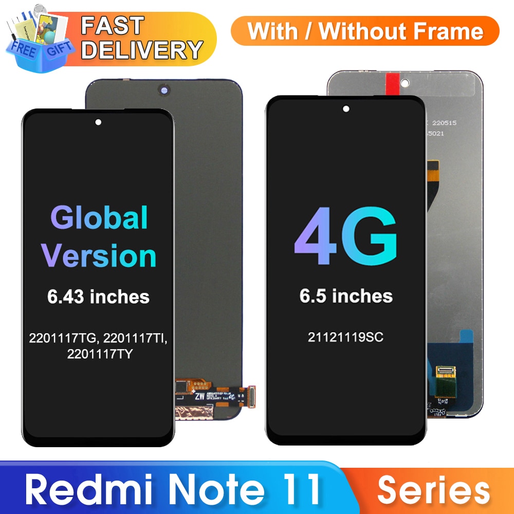 Screen Replacement For Suitable For Xiaomi Redmi Note 11 2201117TG, For Redmi Note 11 4G Lcd Display Digital Touch Screen With Frame Assembly