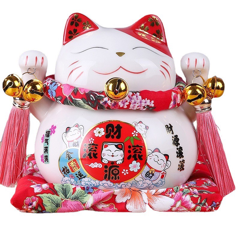 Mèo thần tài may mắn có ống heo (12x14x14cm)