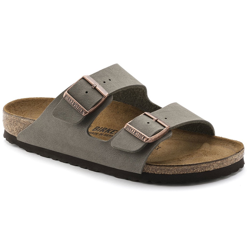 Birkenstocks Men Sandals Women Two-strap Arizona Birko-Flor Nubuck Stone |  Lazada Singapore