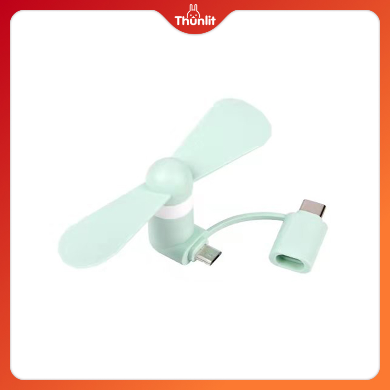 Quạt điện thoại di động mini cầm tay Thunlit 2 in 1 cho Type-C&iPhone&Android