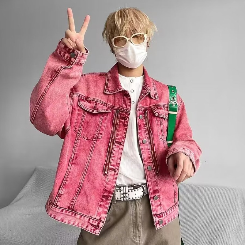 SUPEEON丨Men's American vintage denim jacket loose lapels design casual couple jacket