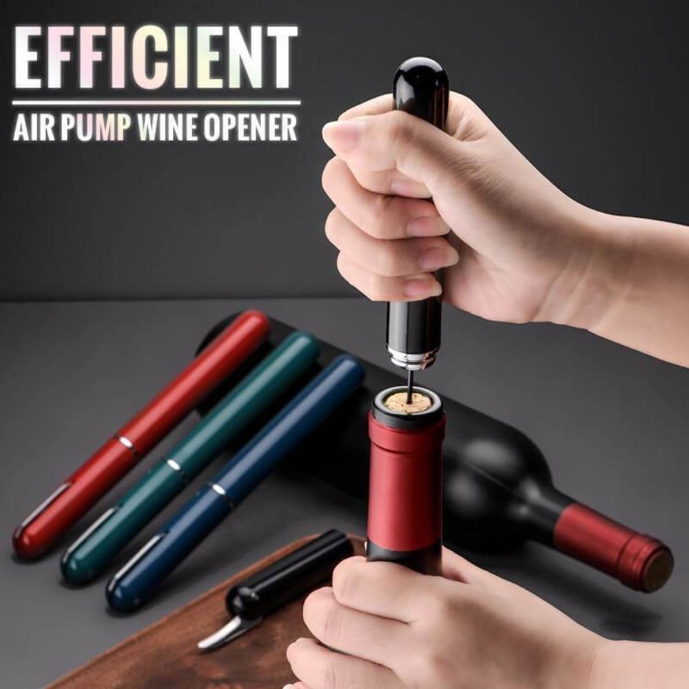 Cavatappi portatile a pressione d'aria LIPS con anello per il dito, perno in acciaio inox per rimuovere il tappo e taglia-capsule, apribottiglie tascabile
_voghion.com
