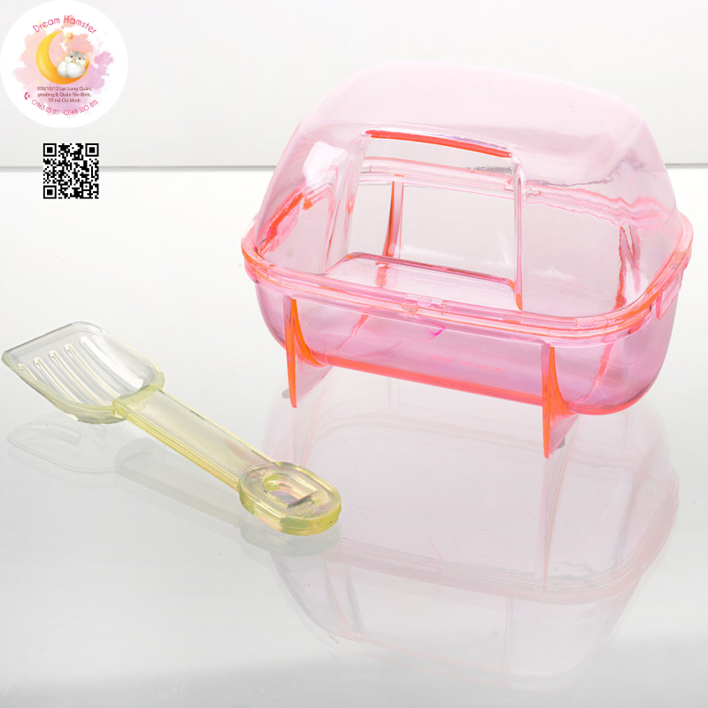 Nhà tắm mica vuông size trung (kèm muỗng lọc cát) cho hamster