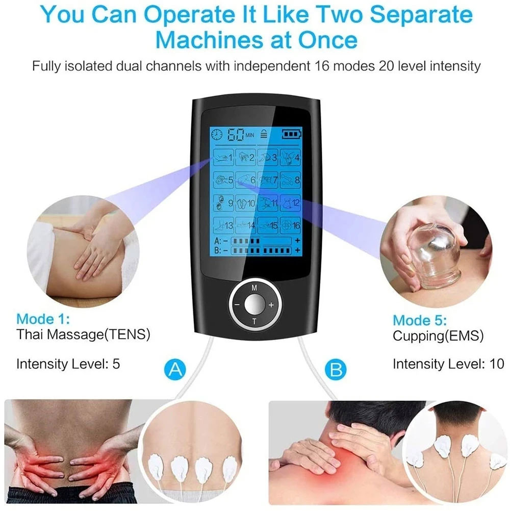 Electric Tens Relax Muscle 24 Mode EMS Acupuncture Body Muscle Massage ...