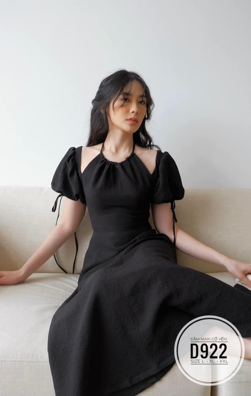 ĐẦN BIGSIZE CỔ YẾM TAY PHỒNG MẶC 2 KIỂU TRẮNG/ĐEN (L-2XL)