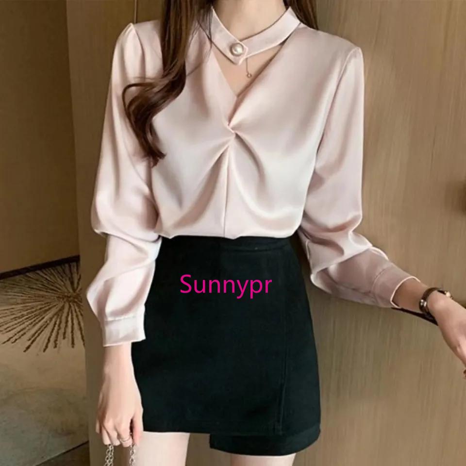 Summer Women's Elegant and Versatile Loose Fitting Long Sleeved Shirt