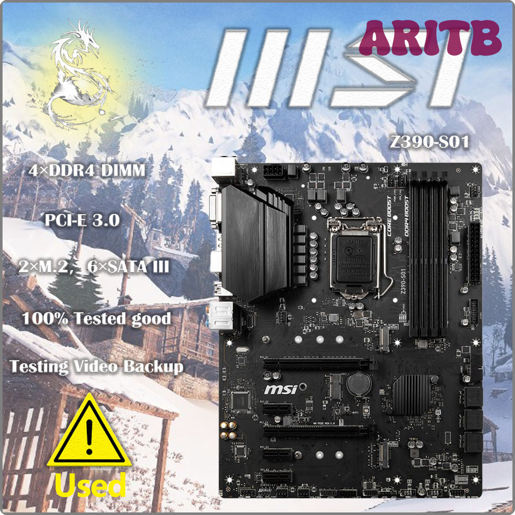 ARITB Used MSI Z390-S01 LGA 1151 With Intel Z390 DDR4 Dual M.2