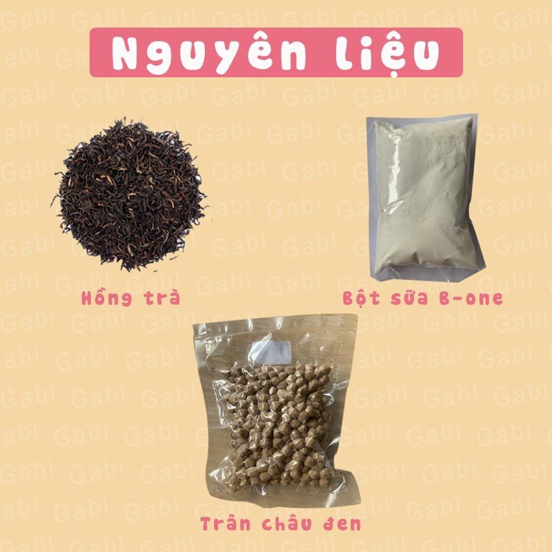 Set nguyên liệu trà sữa trân châu hồng trà/trà lài