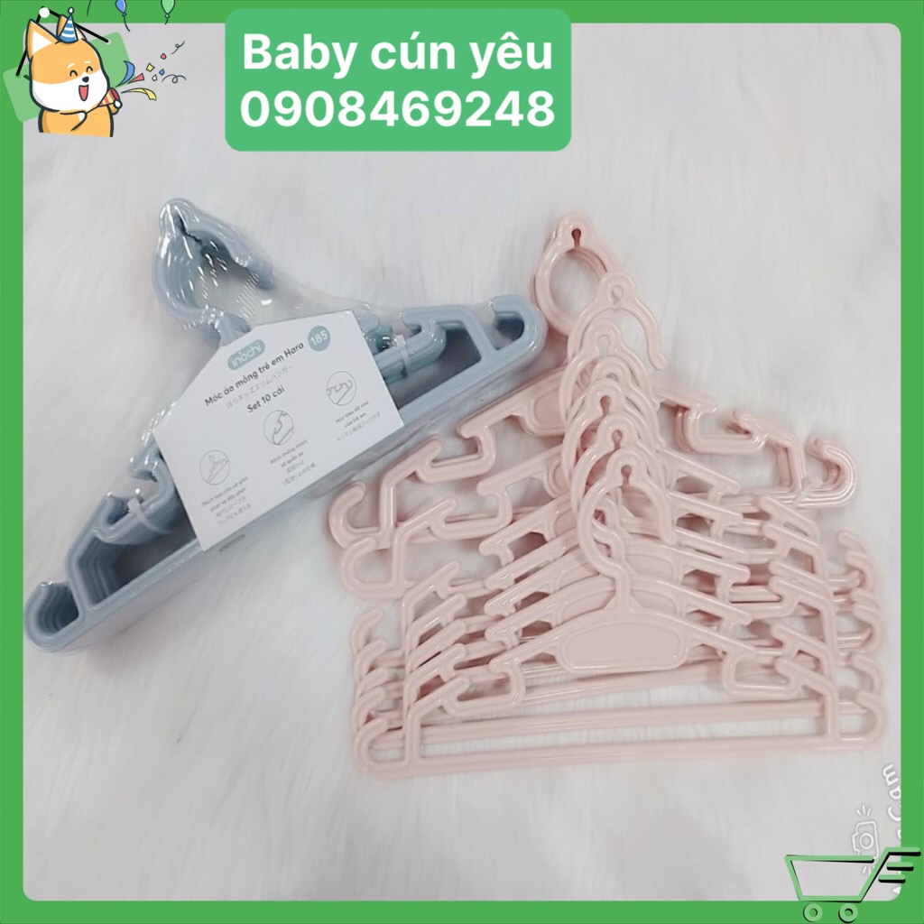 Sét 10 móc nhựa quần áo trẻ em inochi cao cấp