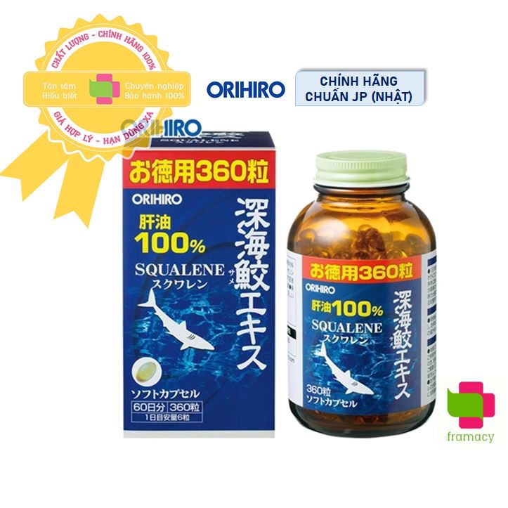 Viên sụn vi cá mập Orihiro Squalene, Nhật Bản giúp giảm đau sưng khớp, tốt cho tim mạch, đẹp da