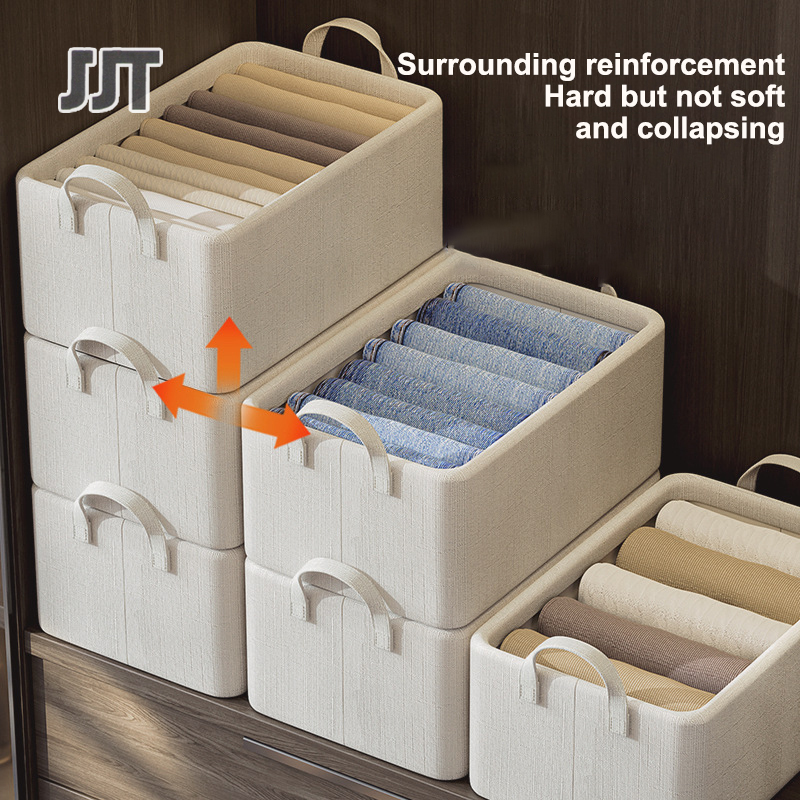 JJT [Miễn Phí Vận Chuyển]Có Thể Gập Lại Lưu Trữ Giỏ Lưu Trữ Có Thể Giặt Lưu Trữ Hộp dung tích lớn Tay cầm đôi Lưu Trữ Hộp Quần Áo hộp lưu trữ hoàn thiện