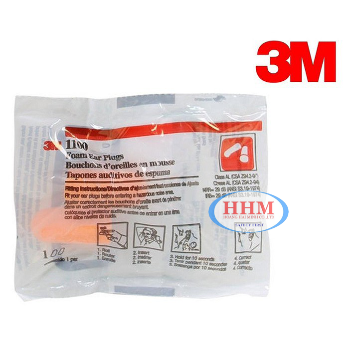 Bộ 10 cặp Nút tai chống ồn 3M 1100(Orange)