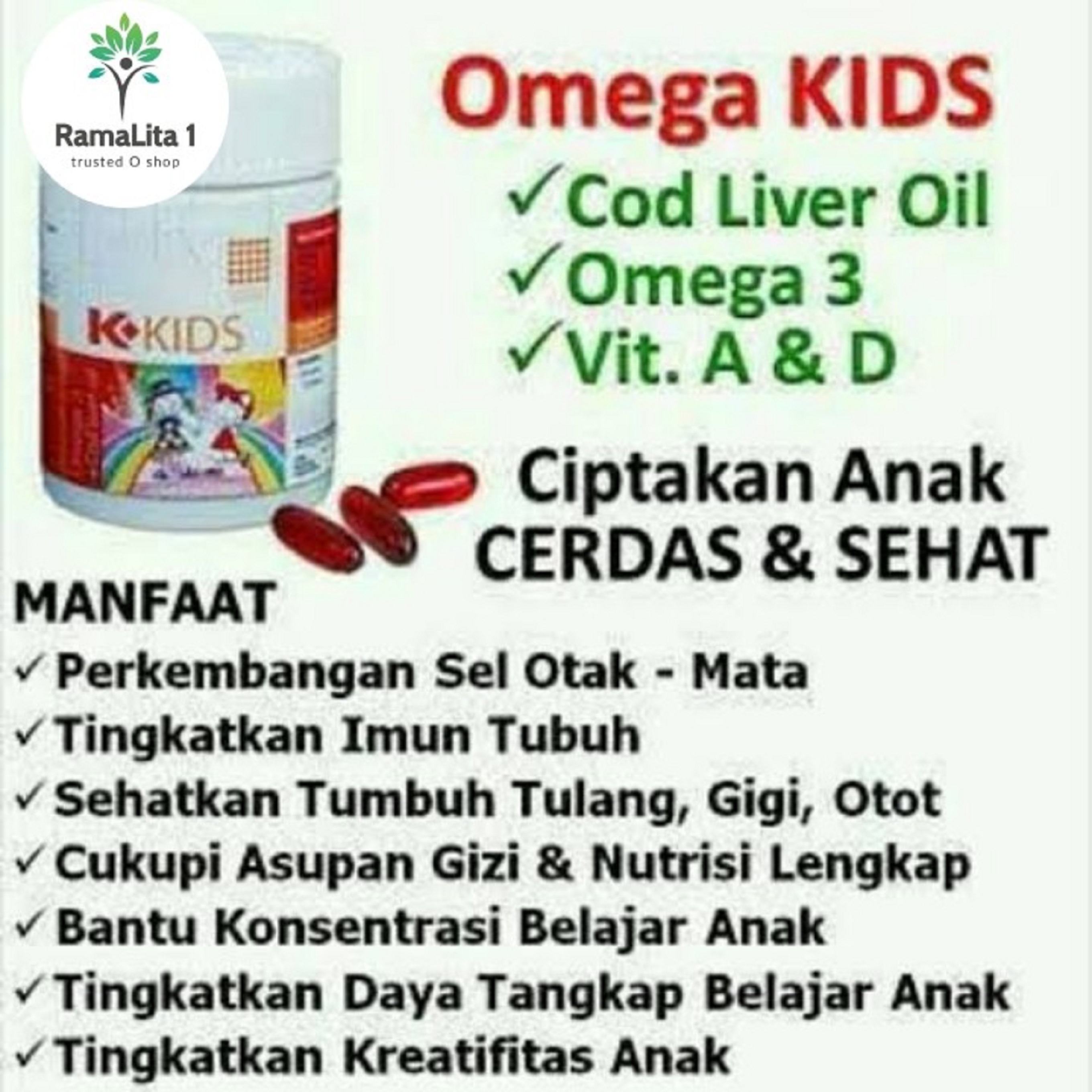 Omega Kids k link DHA Omega 3 Multivitamin Kecerdasan Anak OmegaKids