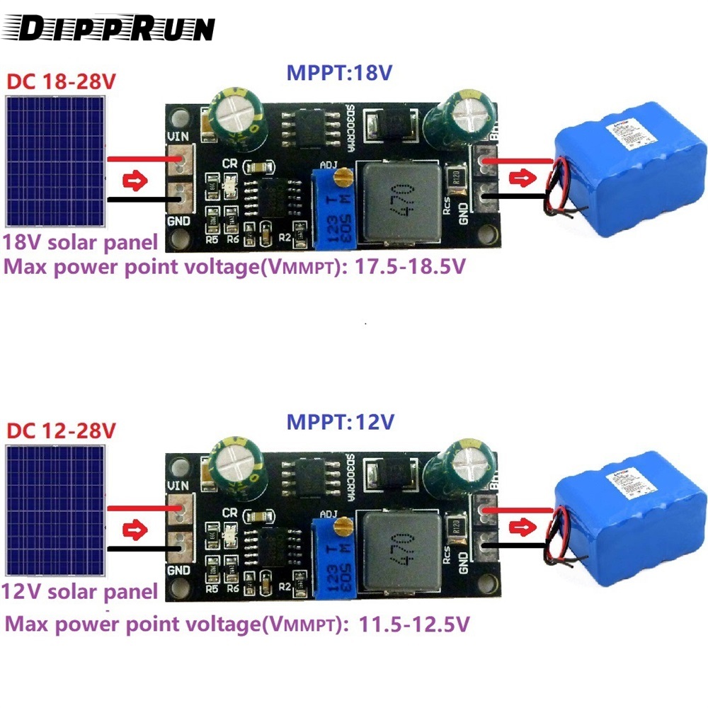 Dipprun sạc năng lượng mặt trời bảng điều khiển MPPT 1A Pin Lipo phí 9V 12V 18V tấm năng lượng mặt trời sạc điều chỉnh mô-đun điều khiển