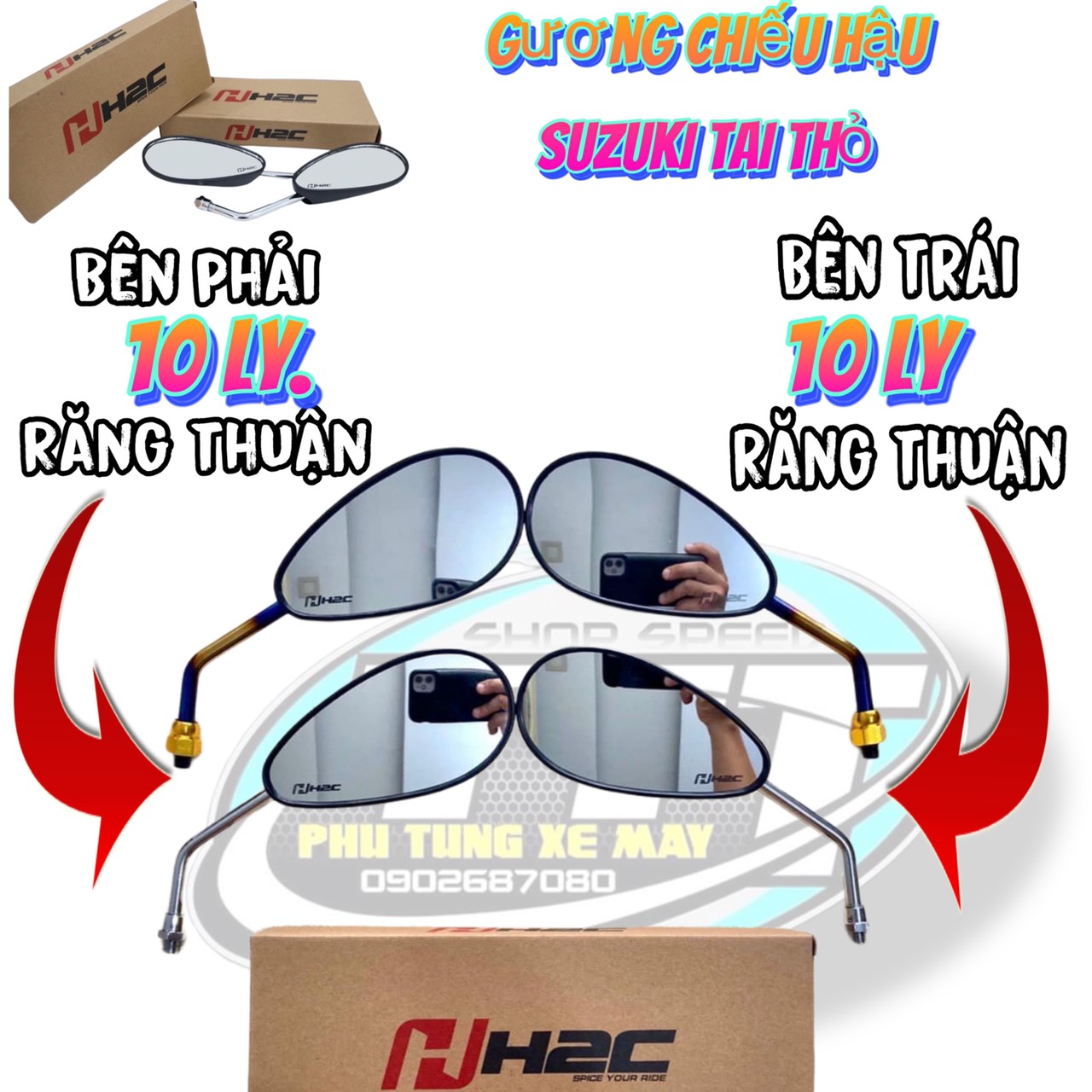 Cặp kính tai thỏ Su  Inox si chrom ( kiếng chiếu hậu xe máy )