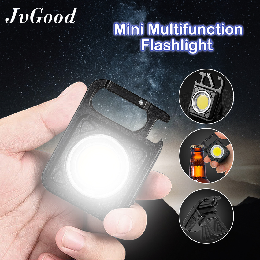 JvGood Đèn Flash LED Mini Đèn Làm Việc Kẹp Bỏ Túi Đèn Pin Cầm Tay Móc KHóa Đèn Flash COB Độ Sáng Cao Sạc USB Cho Cắm Trại Ngoài Trời Đèn Móc Khóa Nút Chai Nhỏ thumbnail