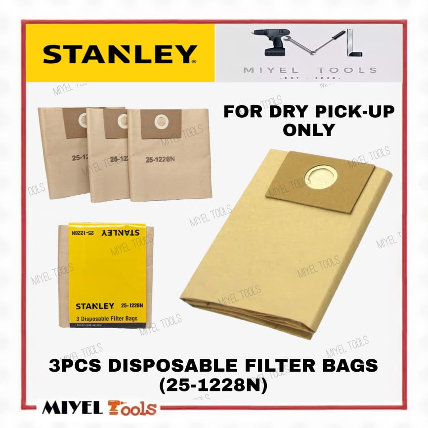 STANLEY 3pcs Disposable Filter Bags (251228N) Fits to 3&4 Gallon