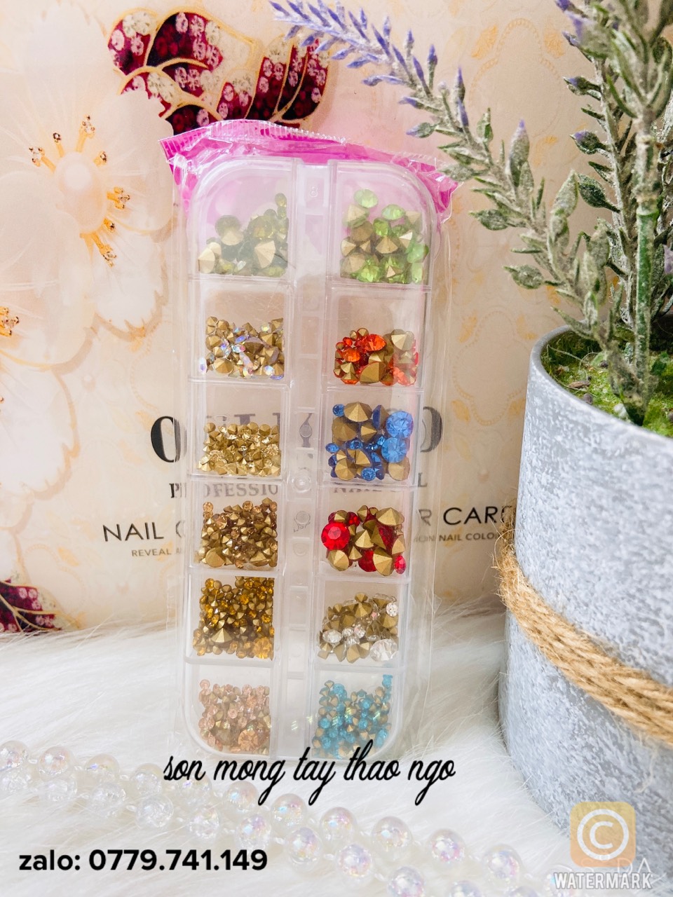 [HCM]Đá chân cao cấp làm móng trang trí móng siêu sáng khay mix