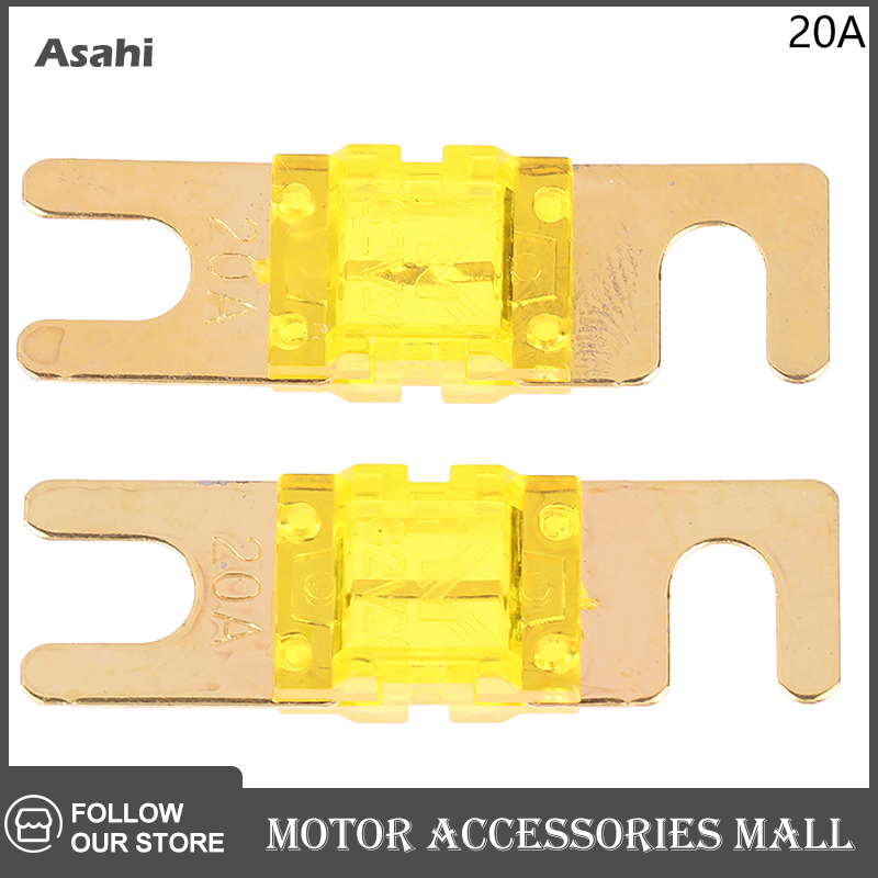 Asahi Motor Cầu chì xe hơi mạ vàng 2 chiếc cầu chì âm thanh xe hơi mini