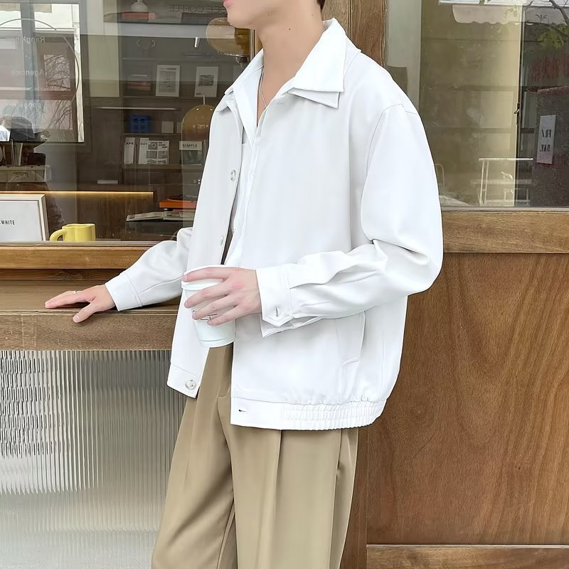 SUPEEON丨Men's Thin Lapel Loose Casual Jacket Short draped solid color Korean style jacket