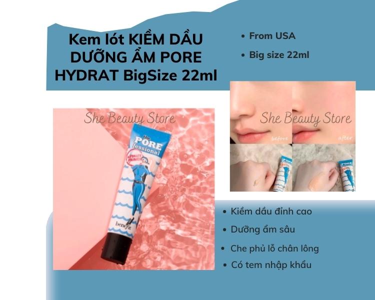 Kem lót KIỀM DẦU & DƯỠNG ẨM Big Size 22ml BENEFIT Pore Hydrat- Hàng USA thumbnail