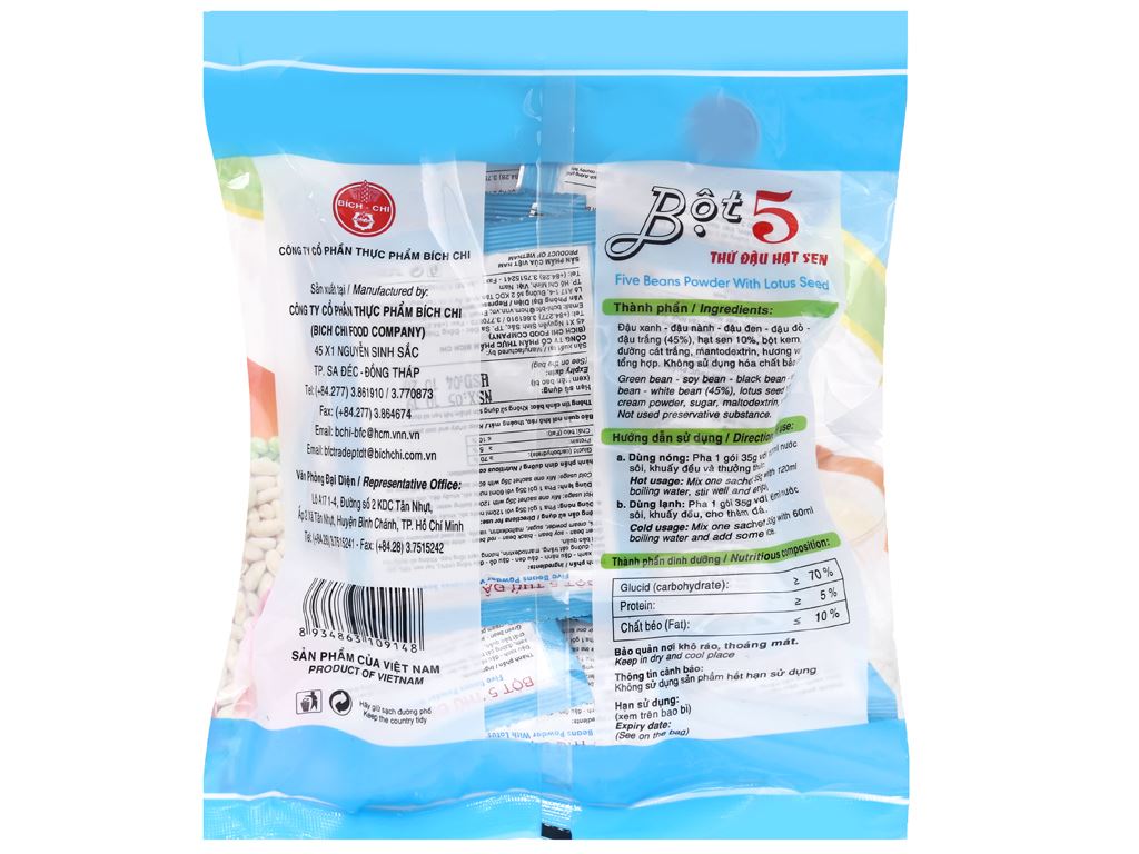 Bột 5 thứ đậu hạt sen Bích Chi bịch 350g - 09148
