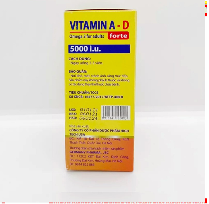 Viên Uống Bổ Sung Vitamin A D Omega 3 tăng cường sức khỏe nâng cao đề kháng tốt cho mắt da - Hộp 100 viên