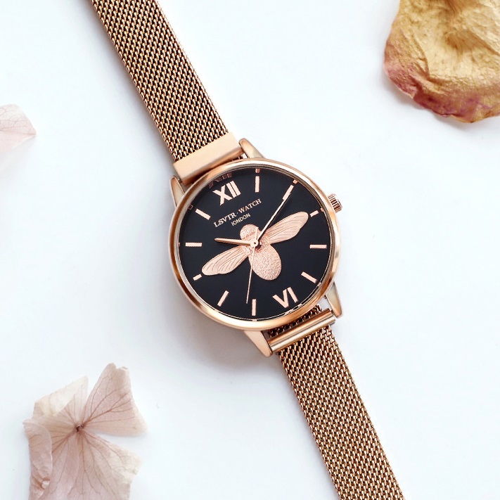 Đồng Hồ Nữ LSVTR TD4 Dây Nam Châm Dây Lụa Mặt Con Ong Sang Chảnh