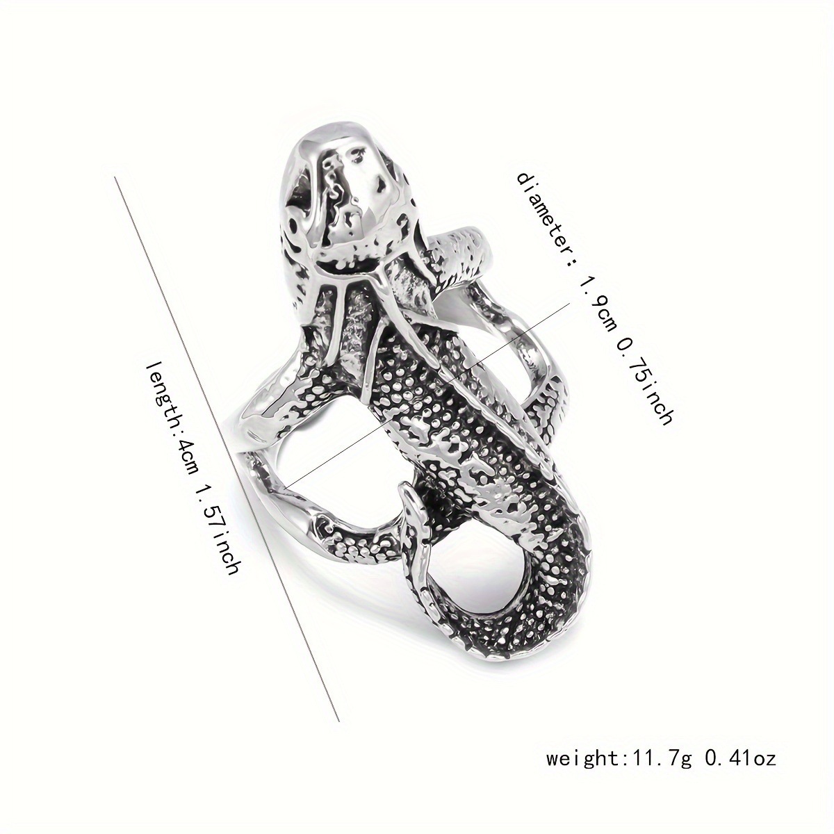 Sale】Cafe TEMU Exaggerated Retro Lizard Ring Opening Adjustable Trendy ...