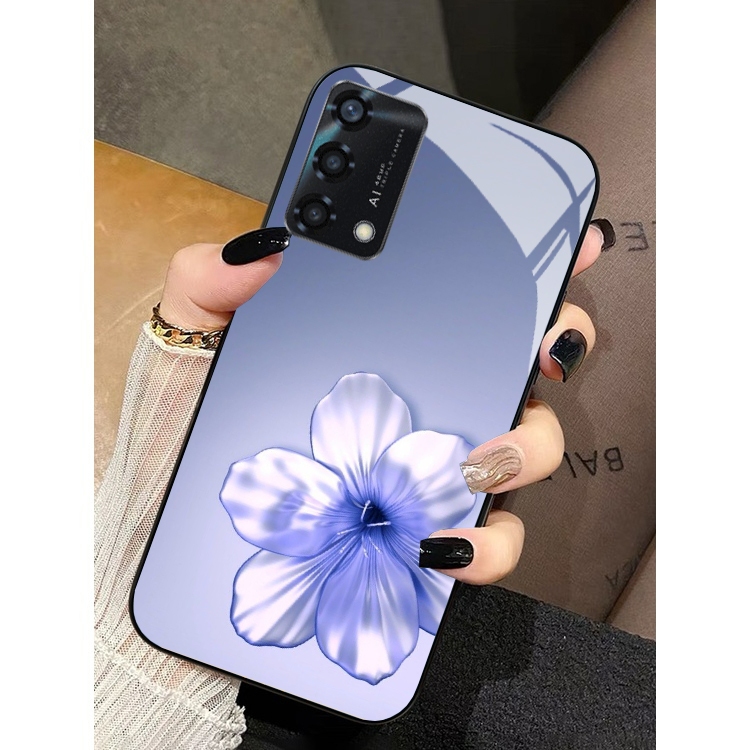 Ốp lưng oppo a74, a74 5g, a95 mặt lưng cường lực họa tiết