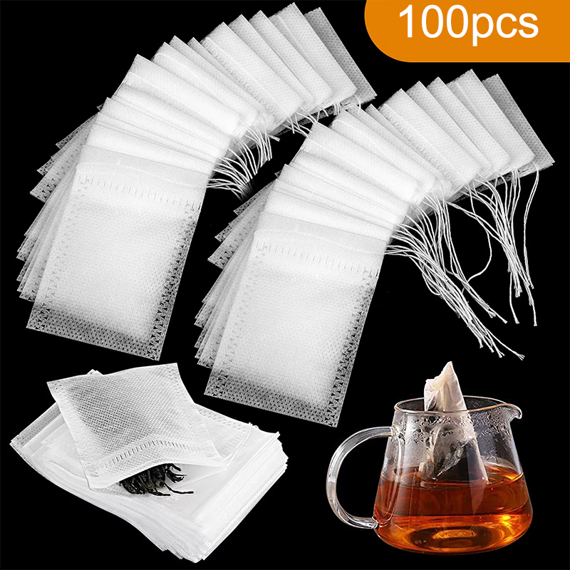 100PCS Non-woven Tea Bags Disposable Teabags With Drawstring