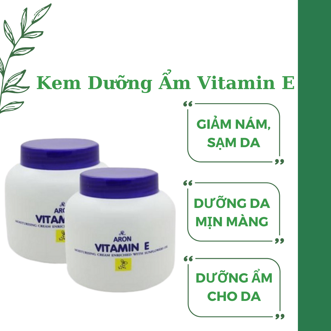 Kem Dưỡng Cấp Ẩm Vitamin E Aron Thái Lan 200ml