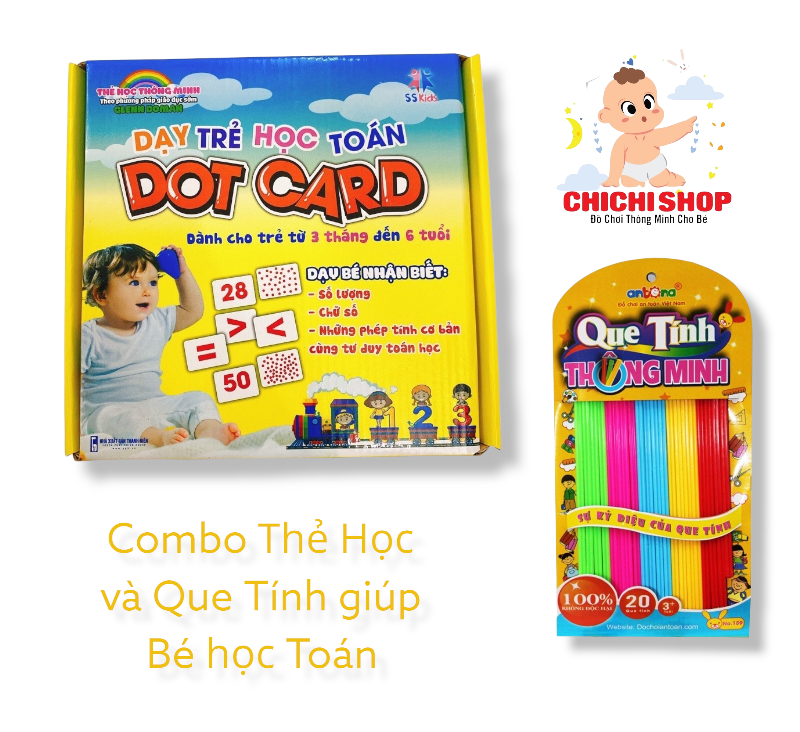 Thẻ học dotcard dạy trẻ học toán kèm que tính thông minh antona cho bé tập đếm và làm toán đơn giản