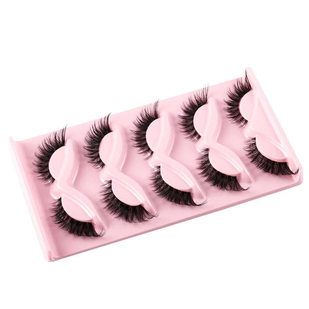 HOT 5 Pairs Cat Eye Lashes Eyelashes Natural long Manga Lashes Winged ...