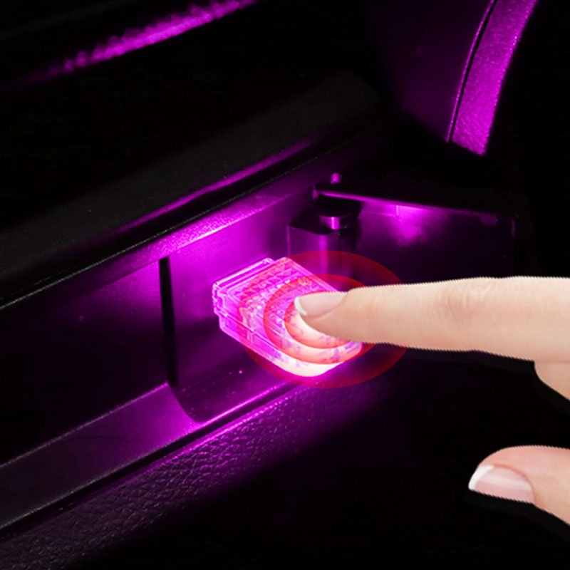Đèn LED Tạo Không Khí Cho Xe Hơi 5V Công Tắc Cảm Ứng USB Mini Đèn LED Tự Động Điều Khiển Âm Thanh Nhiều Màu Đèn Trang Trí Xung Quanh Sản Phẩm Xe Hơi